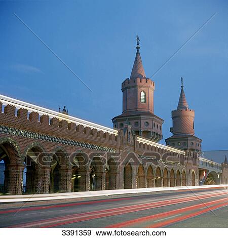 Stock Photo - Oberbaumbruecke, Berlin, Germany, long exposure . Fotosearch