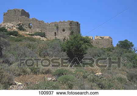 Old ruins of castle, Kamiros Skala, Rhodes, Dodecanese Islands, Greece View Large Photo Image Stock Photo - Old ruins of castle, Kamiros Skala, Rhodes, Dodecanese Islands, Greece . Fotosearch