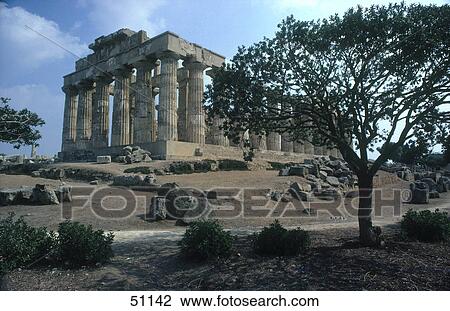 Stock Image - Old ruins of temple, Sicily, Italy . Fotosearch