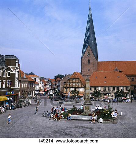 People at town square in front of cathedral View Large Photo Image Picture - People at town square in front of cathedral . Fotosearch
