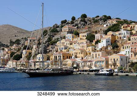 Port of Symi, Greece View Large Photo Image Stock Photo - Port of Symi, Greece . Fotosearch