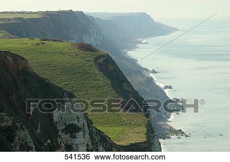 Stock Photograph - Rock formations at seaside, Etretat, Seine-Maritime, Haute-Normandy, France . Fotosearch