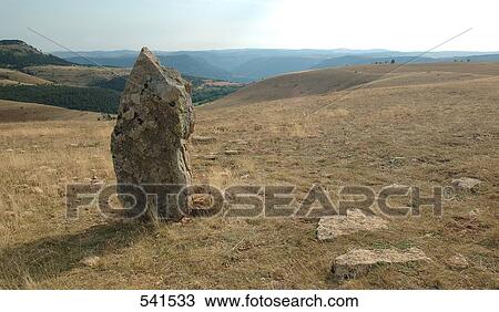 Stock Image - Rock in field, Les Bondons, Lozere, France . Fotosearch