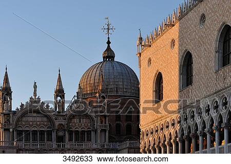 Stock Image - San Marco Basilica and Dogen Palace, Venice, Italy, Europe . Fotosearch