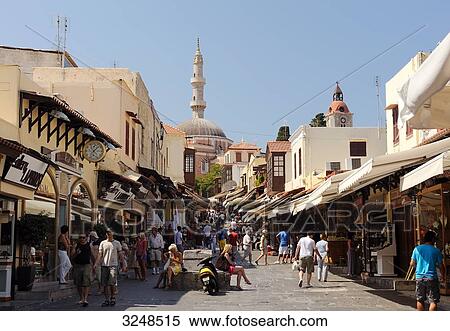 Shopping street in the old town of Rhodes, Greece View Large Photo Image Stock Photography - Shopping street in the old town of Rhodes, Greece . Fotosearch