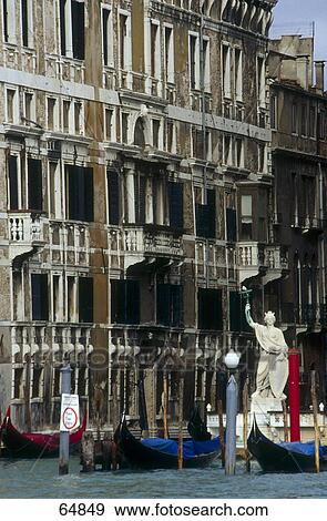 Stock Photo - Statue near canal, Grand Canal, Venice, Veneto, Italy . Fotosearch