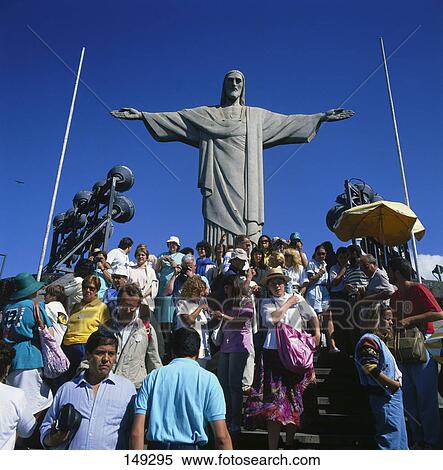 Tourists near Jesus Christ statue, Christ The Redeemer, Rio De Janeiro, Brazil View Large Photo Image Stock Photography - Tourists near Jesus Christ statue, Christ The Redeemer, Rio De Janeiro, Brazil . Fotosearch