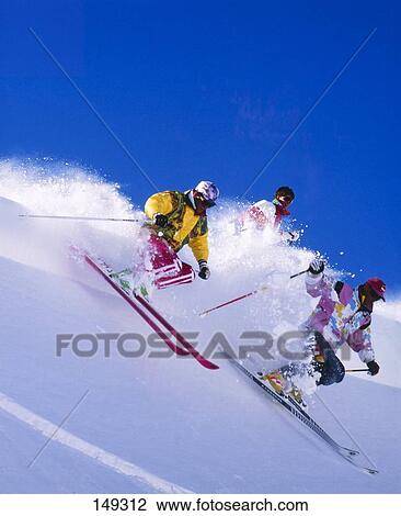 Tourists skiing View Large Photo Image Stock Image - Tourists skiing . Fotosearch