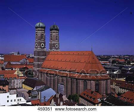 Stock Image - Town hall towers in city, Munich, Bavaria, Germany . Fotosearch
