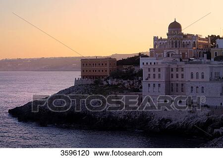 View of Santa Cesarea Terme in the evening, Italy View Large Photo Image Stock Image - View of Santa Cesarea Terme in the evening, Italy . Fotosearch
