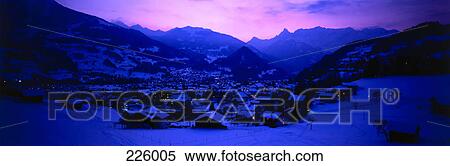 Village in valley covered with snow during winter, Austria View Large Photo Image Stock Photography - Village in valley covered with snow during winter, Austria . Fotosearch