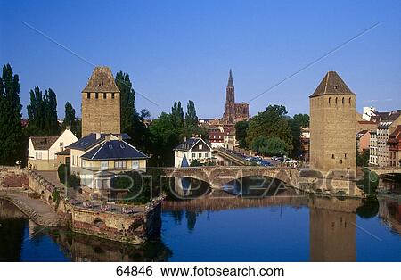 Stock Photograph - Weir across river, Barrage Vauban, Strasbourg, Alsace, France . Fotosearch