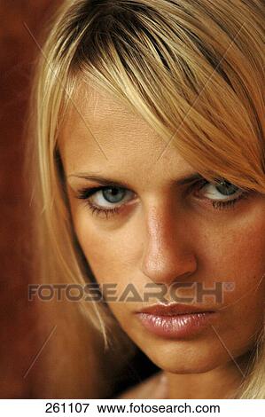 Stock Photo - Young woman, portrait . Fotosearch