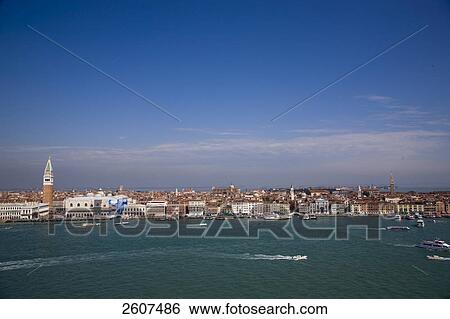 Aerial view of boats in river, Veneto, Venice, Italy View Large Photo Image Stock Photograph - Aerial view of boats in river, Veneto, Venice, Italy . Fotosearch