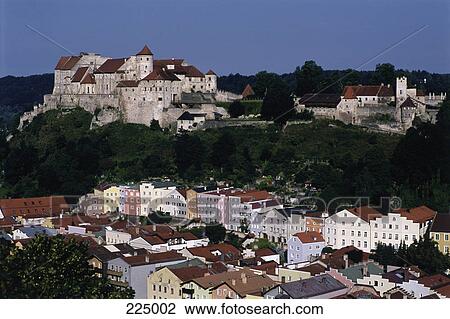 Stock Image - Aerial view of city, Kaiserburg Castle, Nuremberg, Franconia, Germany . Fotosearch