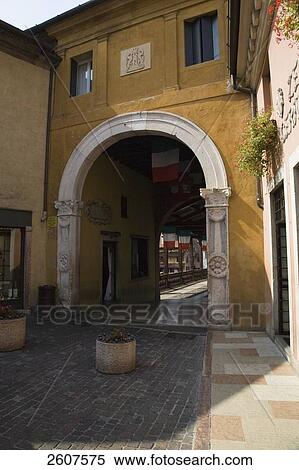 Stock Photography - Archway of palace, Bassano Di Grappa, Ponte Degli Alpini, Veneto, Italy . Fotosearch