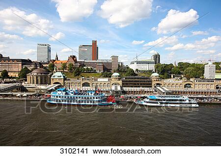 Barges in front of fish market, Hamburg, Germany View Large Photo Image Stock Image - Barges in front of fish market, Hamburg, Germany . Fotosearch