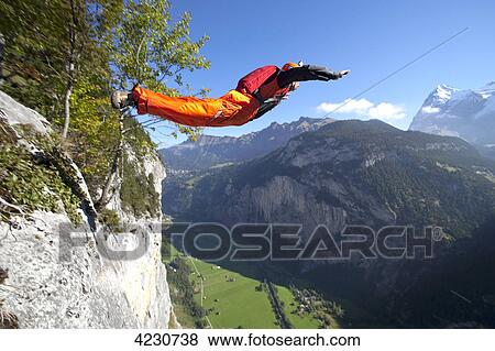 Stock Photo - Basejumper, Lauterbrunnen, Canton Bern, Switzerland . Fotosearch