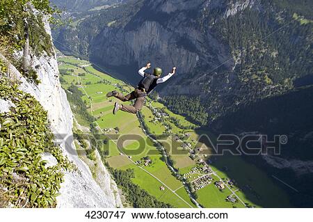 Stock Photo - Basejumper, Lauterbrunnen, Canton Bern, Switzerland . Fotosearch