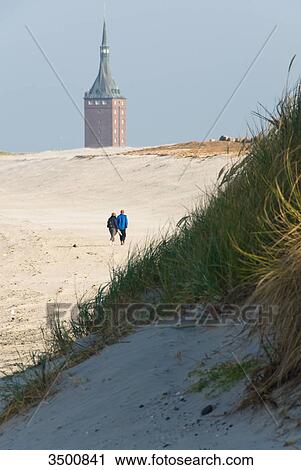 Stock Image - Beach and Westturm on Wangerooge, Germany . Fotosearch