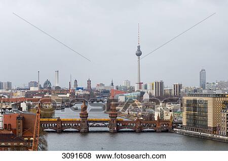 Berlin Skyline with River Spree, Germany View Large Photo Image Stock Photo - Berlin Skyline with River Spree, Germany . Fotosearch