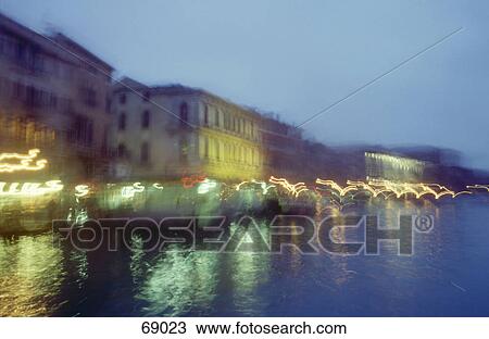 Blurred view of boats in canal, Grand Canal, Venice, Veneto, Italy View Large Photo Image Stock Image - Blurred view of boats in canal, Grand Canal, Venice, Veneto, Italy . Fotosearch