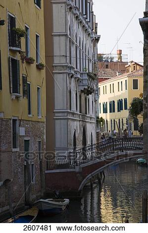 Stock Image - Bridge across canal, Grand Canal, Veneto, Venice, Italy . Fotosearch