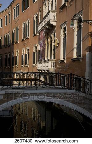 Stock Image - Bridge across canal, Museo Querini Stampalia, Veneto, Venice, Italy . Fotosearch