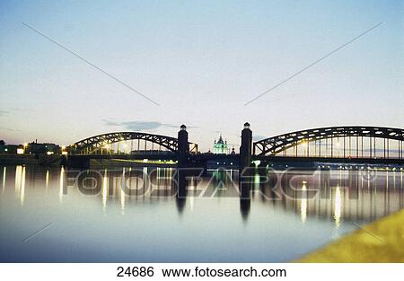 Stock Photograph - Bridge across river, St. Petersburg, Russia . Fotosearch
