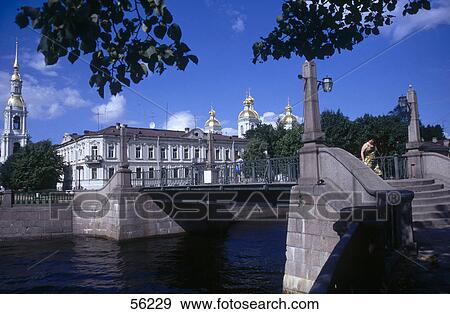 Bridge over river, St. Petersburg, Russia, Europe View Large Photo Image Stock Photo - Bridge over river, St. Petersburg, Russia, Europe . Fotosearch