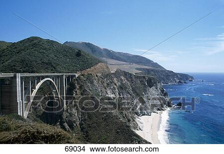 Bridge over steep coast, Bixby Bridge, Big Sur, California, USA View Large Photo Image Picture - Bridge over steep coast, Bixby Bridge, Big Sur, California, USA . Fotosearch