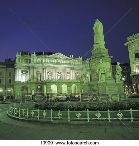 Building lit up at night, Milan, Lombardy, Italy View Large Photo Image Stock Photo - Building lit up at night, Milan, Lombardy, Italy . Fotosearch