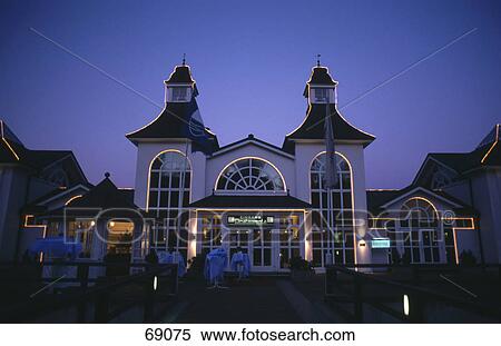Stock Photography - Building on pier, Sellin, Middelhagen, Ruegen, Mecklenburg-Western Pomerania, Germany . Fotosearch