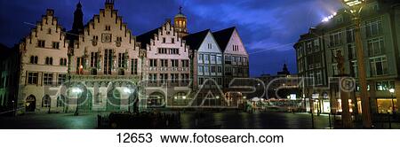 Stock Image - Buildings in city, Romer Square, Frankfurt, Hesse, Germany . Fotosearch