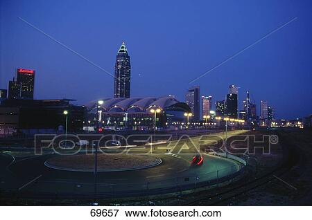 Buildings lit up at night, Frankfurt, Hesse, Germany View Large Photo Image Stock Photo - Buildings lit up at night, Frankfurt, Hesse, Germany . Fotosearch