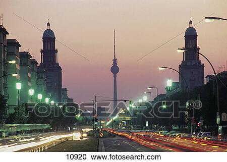 Buildings lit up at night, Frankfurter Allee, Frankfurter Tor, Karl-Marx-Allee, Berlin, Germany View Large Photo Image Stock Image - Buildings lit up at night, Frankfurter Allee, Frankfurter Tor, Karl-Marx-Allee, Berlin, Germany . Fotosearch