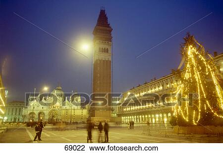 Buildings lit up with Christmas lights, Piazza San Marco, Venice, Veneto, Italy View Large Photo Image Stock Image - Buildings lit up with Christmas lights, Piazza San Marco, Venice, Veneto, Italy . Fotosearch