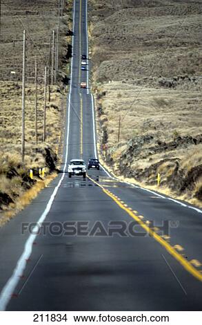 Picture - Cars moving on highway, Big Island, Hawaii, Usa . Fotosearch
