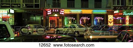 Stock Image - Cars parked in front of buildings, Frankfurt, Hesse, Germany . Fotosearch