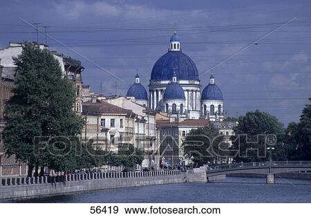Stock Photo - Church along river, St. Petersburg, Russia, Europe . Fotosearch