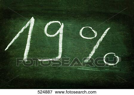 Stock Photo - Close-up of blackboard with nineteen percent written . Fotosearch