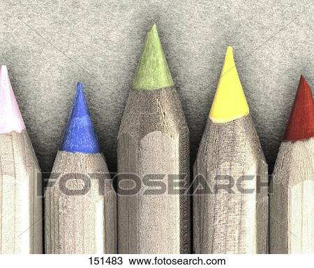 Stock Image - Close-up of colored pencils . Fotosearch