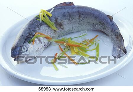 Close-up of dead trout on plate View Large Photo Image Stock Image - Close-up of dead trout on plate . Fotosearch