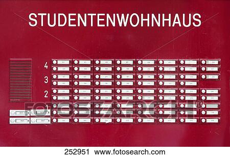 Stock Image - Close-up of entry intercom doorbells . Fotosearch