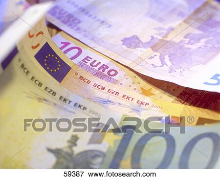 Stock Photo - Close-up of European Union Euro notes . Fotosearch