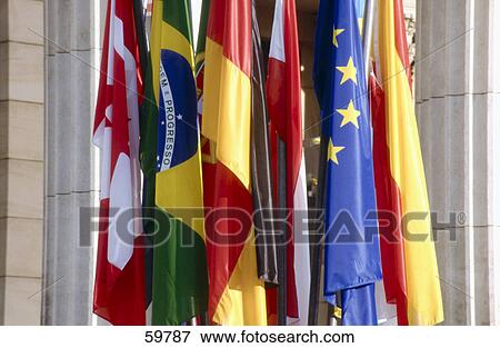Close-up of national flags in row View Large Photo Image Stock Photo - Close-up of national flags in row . Fotosearch