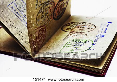 Picture - Close-up of open passport . Fotosearch