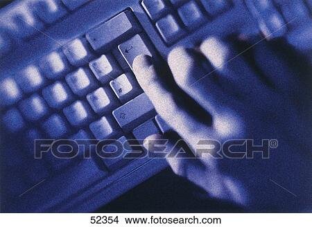 Picture - Close-up of person's hand using computer keyboard . Fotosearch