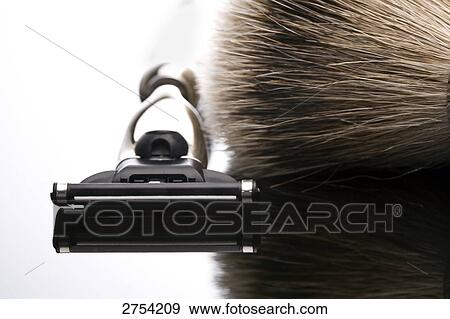 Close-up of shaving brush and razor View Large Photo Image Stock Photo - Close-up of shaving brush and razor . Fotosearch