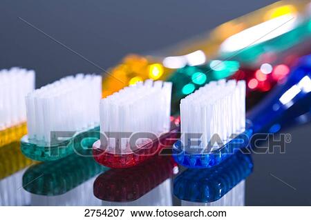 Stock Photo - Close-up of toothbrushes . Fotosearch